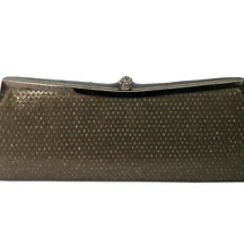 Gregory Ladner Clutch Handbag Gold Evening Bag With Silver Chain View 2